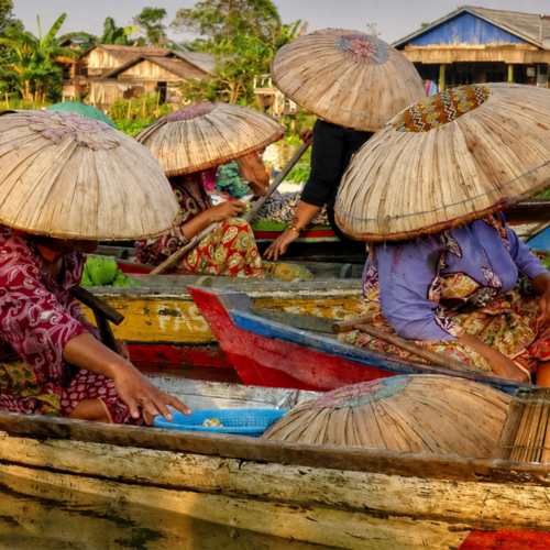 Traditional floating market boats in Banjarmasin South Kalimantan