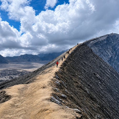 Active volcano crater at Mount Bromo East Java