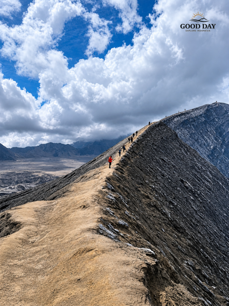 Active volcano crater at Mount Bromo East Java