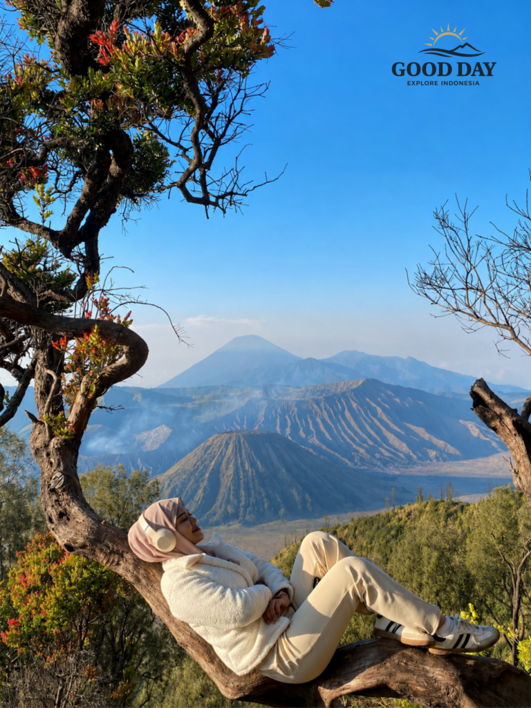 Sunrise view of Mount Bromo volcano in East Java Indonesia