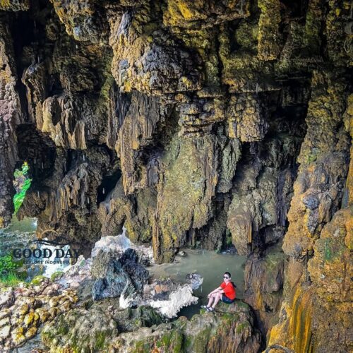 Hidden natural paradise at Goa Tetes waterfall Indonesia