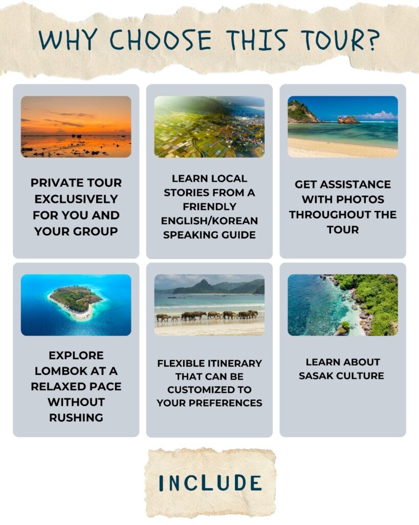 Lombok Pink Beach Private Snorkeling Boat Tour with sea turtle, Sasak traditional village, English-speaking guide, and island hopping by Good Day Tour.