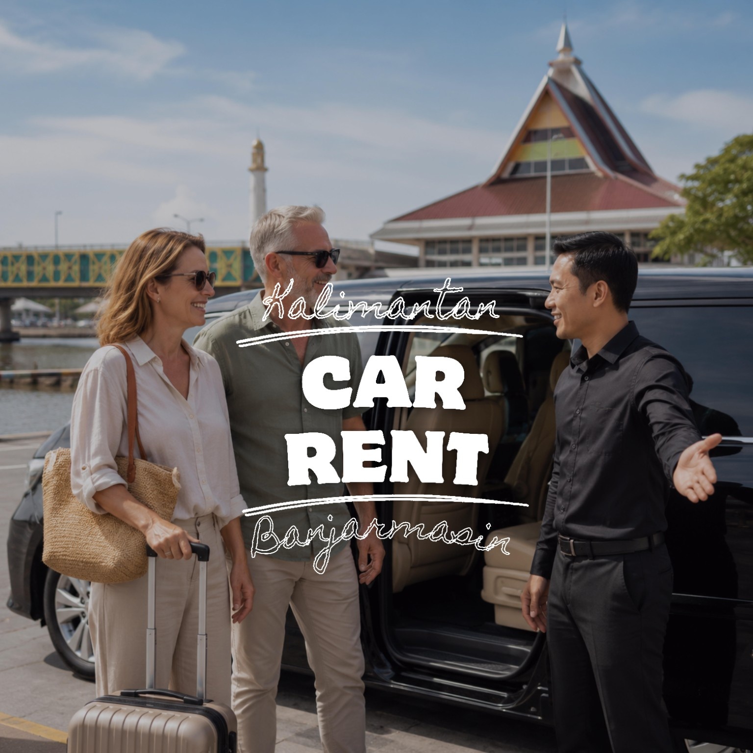Private car rental with professional driver in Banjarmasin, South Kalimantan by Good Day Tour. Reliable transportation for airport transfers, business travel, city tours, family vacations, and customized private trips.