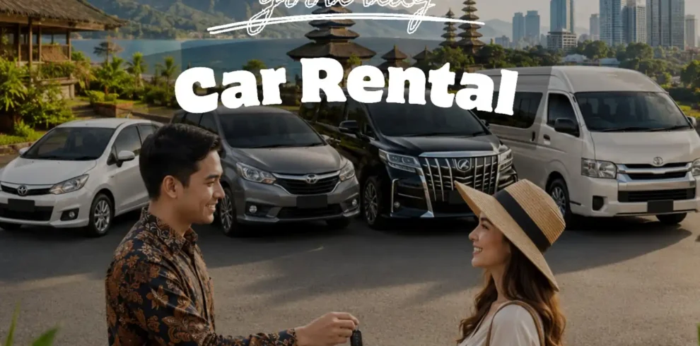Car rental service in Indonesia by Good Day featuring compact cars, family MPVs, luxury vehicles, and passenger vans for business trips, vacations, and private transportation.