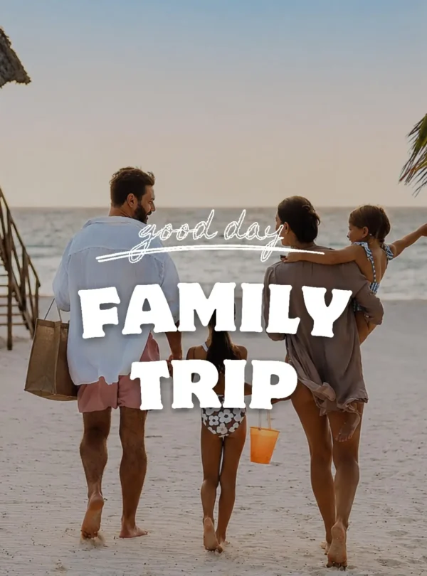 A family enjoying a beach vacation in Indonesia with Good Day, featuring family-friendly tours, private transportation, kid-friendly activities, and unforgettable holiday experiences.