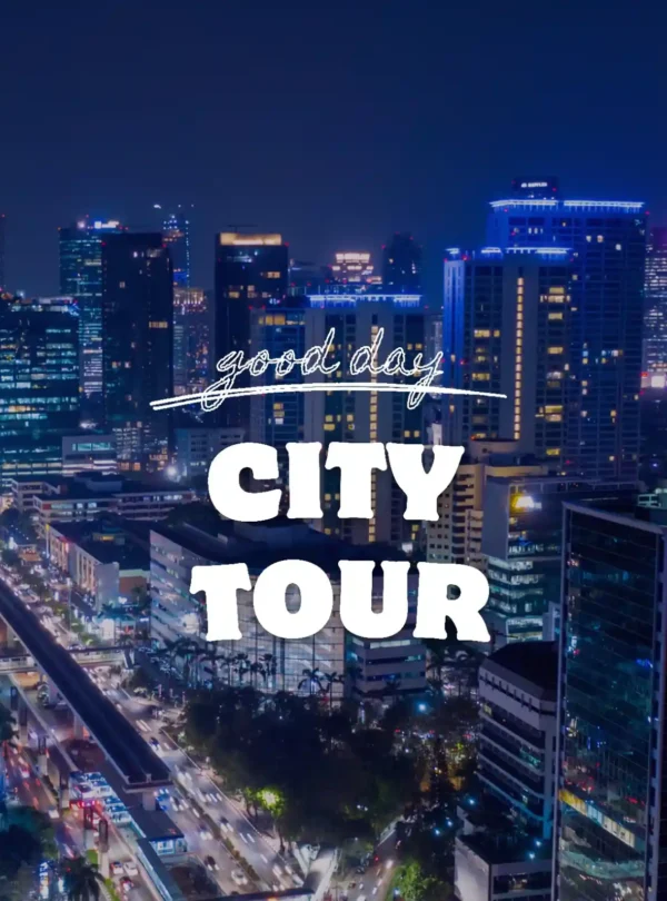 Jakarta skyline at night featuring modern skyscrapers, city lights, and the vibrant capital of Indonesia during an unforgettable city tour.