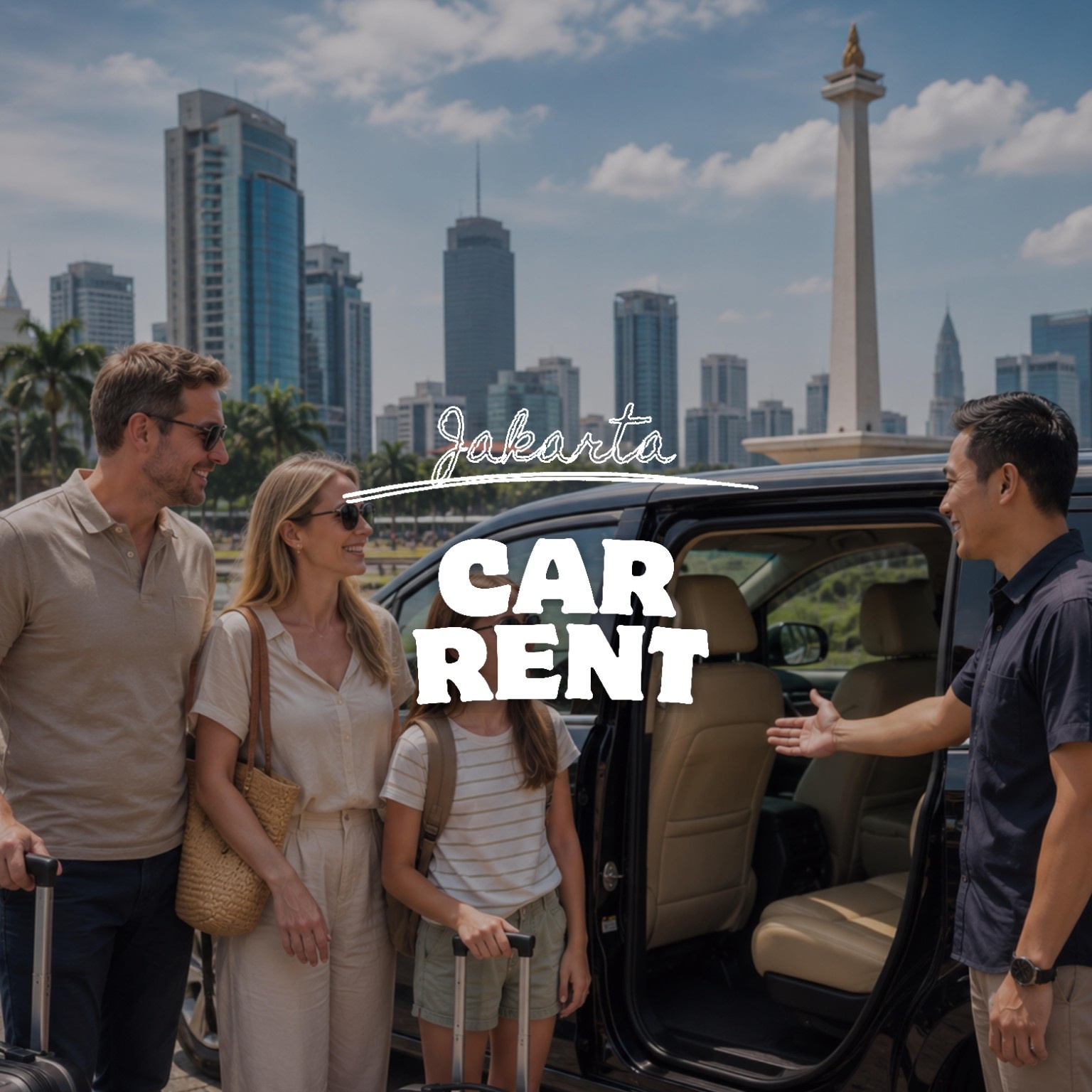 Private car rental with professional driver in Jakarta, Indonesia. Comfortable airport transfer and city transportation for families, business travelers, and tourists by Good Day Tour.