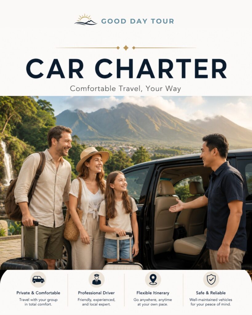 Private car charter with professional driver in Malang, East Java, Indonesia for airport transfers, Mount Bromo tours, Batu sightseeing, city tours, and custom travel itineraries.