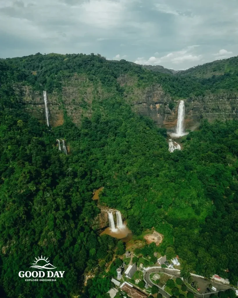 Travelers exploring Geopark Ciletuh in West Java on a one-day trip from Jakarta with Good Day Tour, featuring spectacular waterfalls, rainforest, cliffs, and UNESCO Global Geopark landscapes.