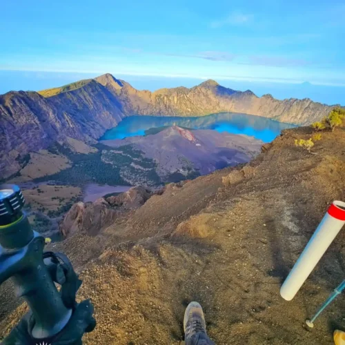 Mount Rinjani and scenic mountain landscape in Lombok, Indonesia