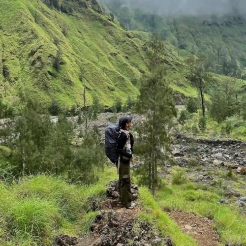 Mount Rinjani and scenic mountain landscape in Lombok, Indonesia