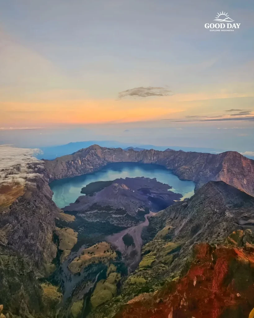 Mount Rinjani and scenic mountain landscape in Lombok, Indonesia