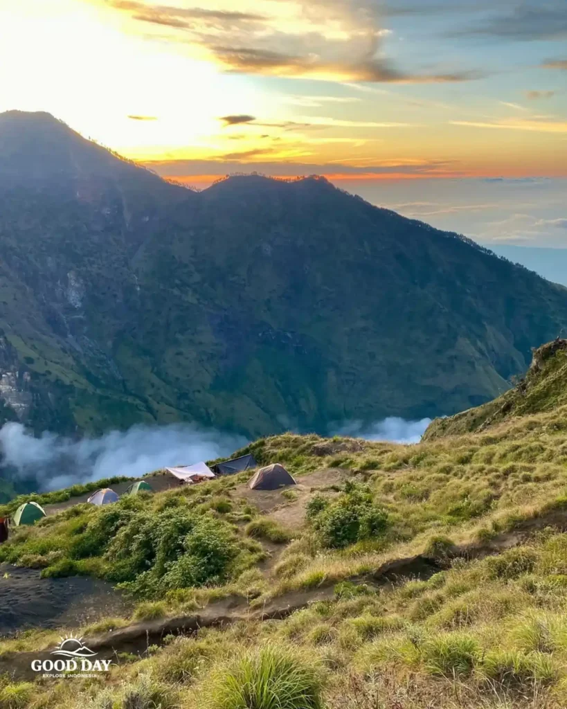 Mount Rinjani and scenic mountain landscape in Lombok, Indonesia