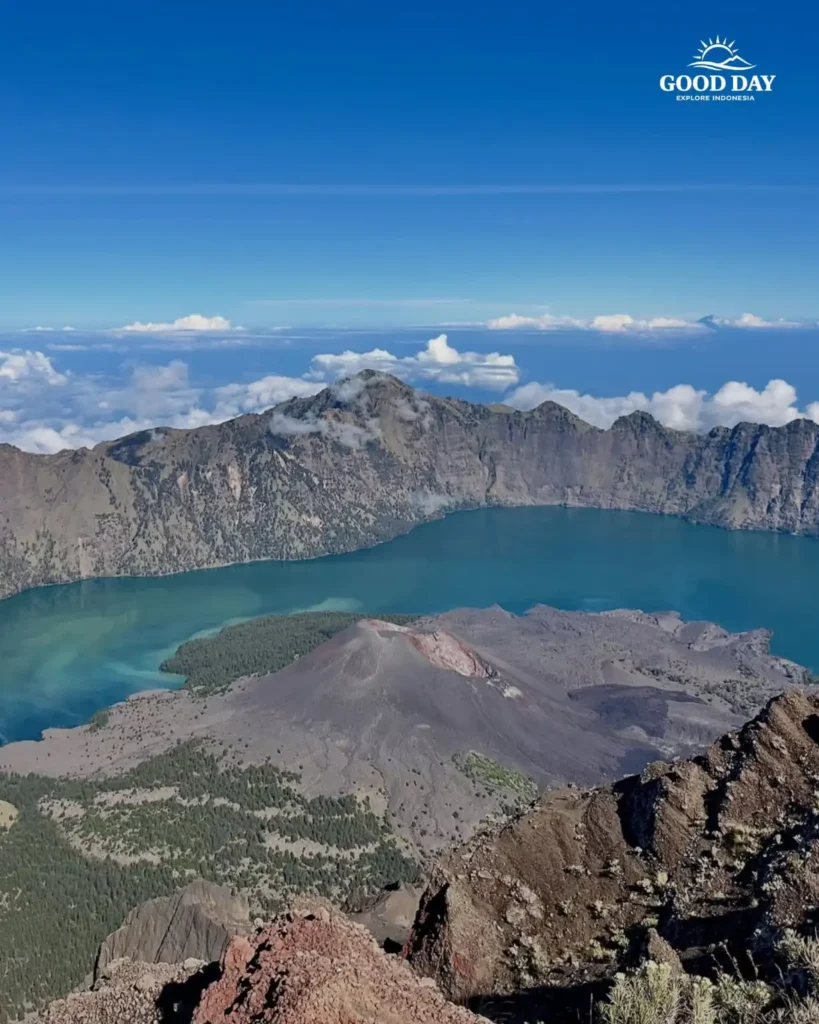 Mount Rinjani and scenic mountain landscape in Lombok, Indonesia