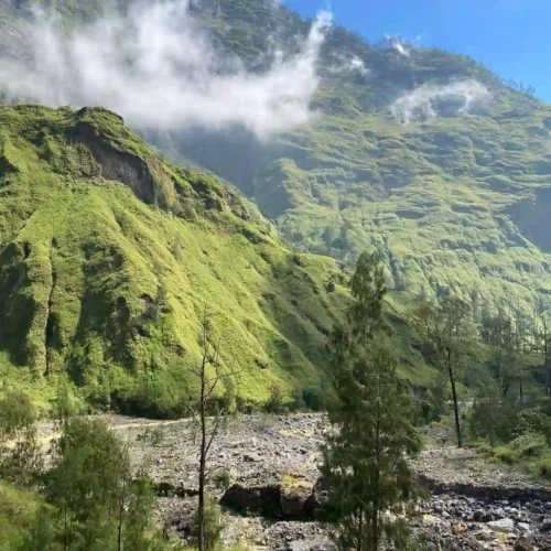 Mount Rinjani and scenic mountain landscape in Lombok, Indonesia