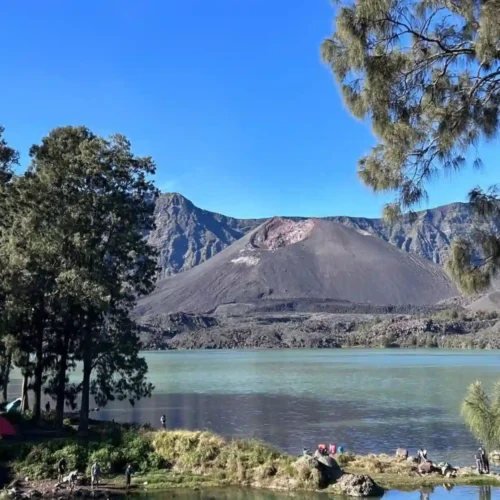 Mount Rinjani and scenic mountain landscape in Lombok, Indonesia